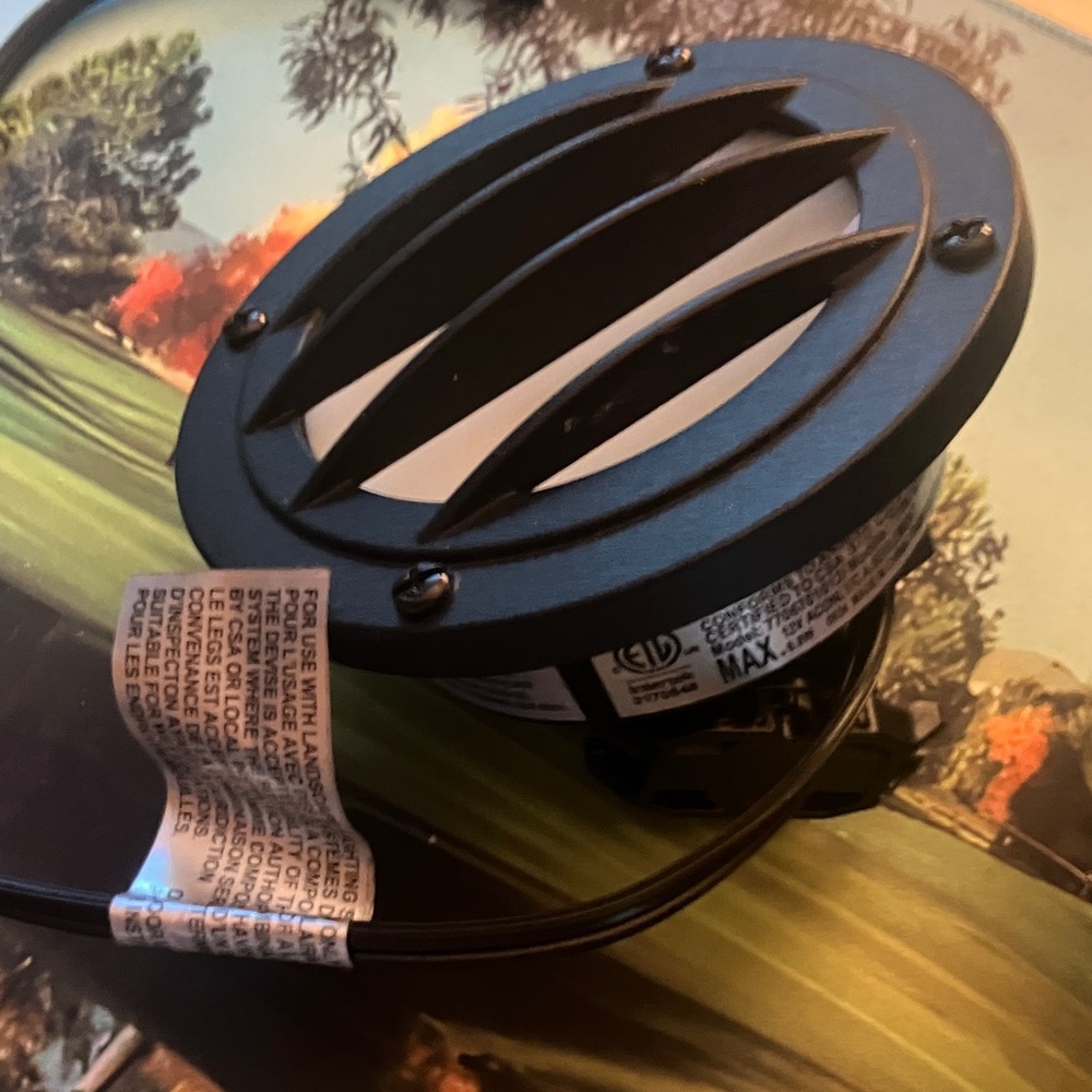 Black Round Recessed Ground Light with Slatted Cover